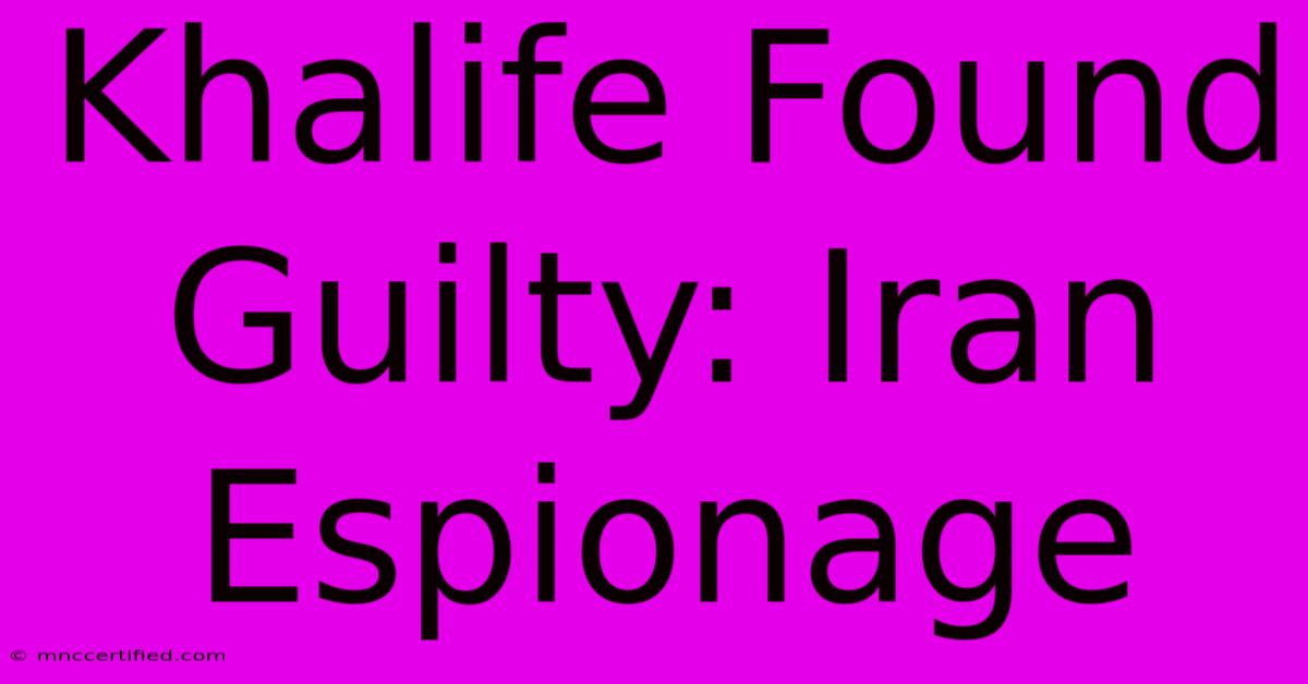 Khalife Found Guilty: Iran Espionage