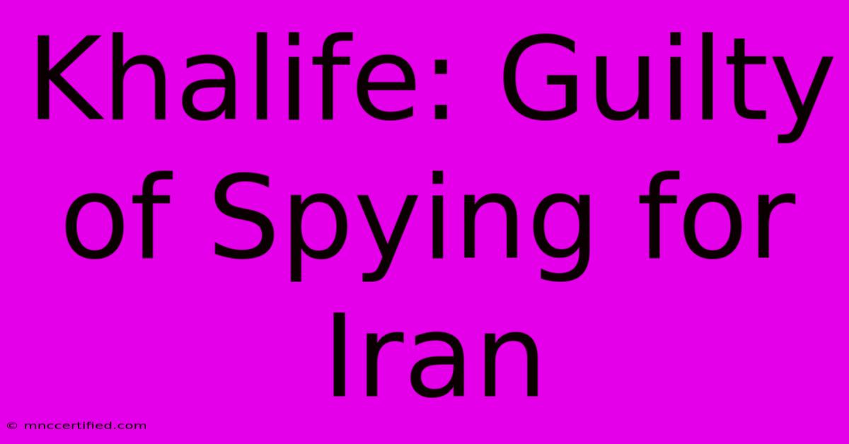 Khalife: Guilty Of Spying For Iran