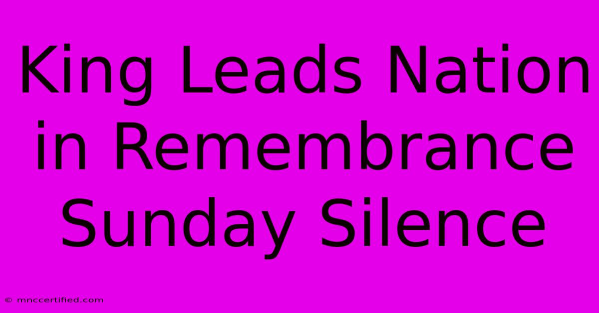 King Leads Nation In Remembrance Sunday Silence 