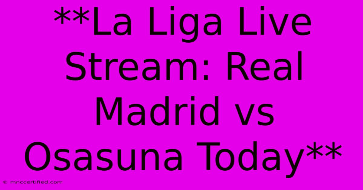 **La Liga Live Stream: Real Madrid Vs Osasuna Today**