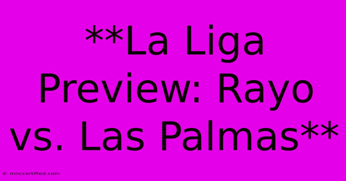 **La Liga Preview: Rayo Vs. Las Palmas**