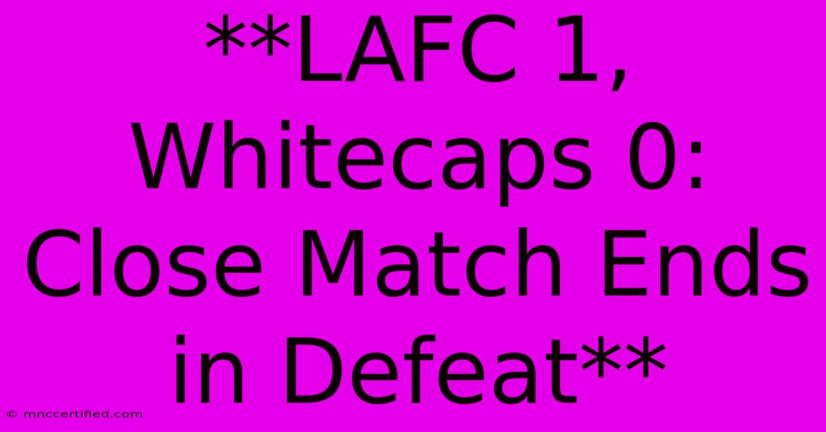 **LAFC 1, Whitecaps 0:  Close Match Ends In Defeat** 