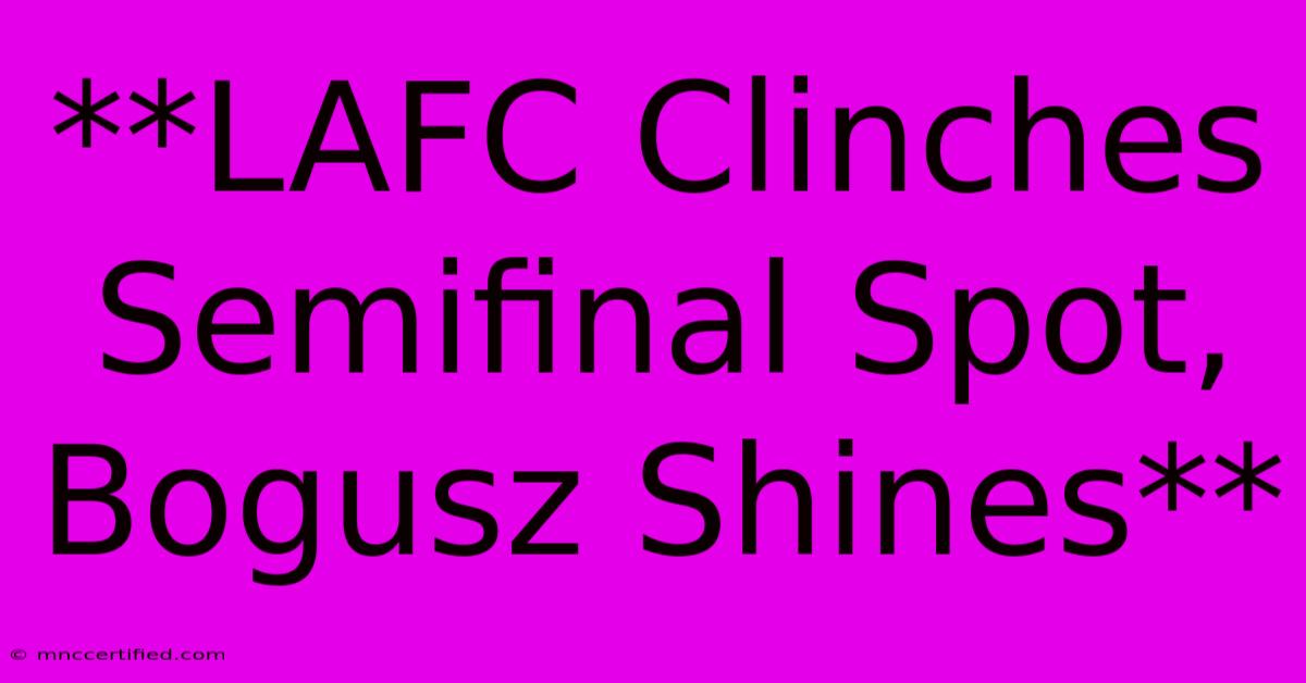 **LAFC Clinches Semifinal Spot, Bogusz Shines**