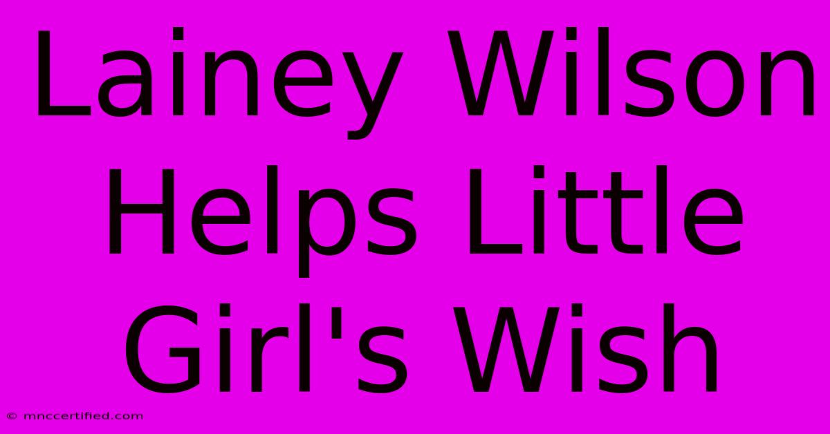 Lainey Wilson Helps Little Girl's Wish