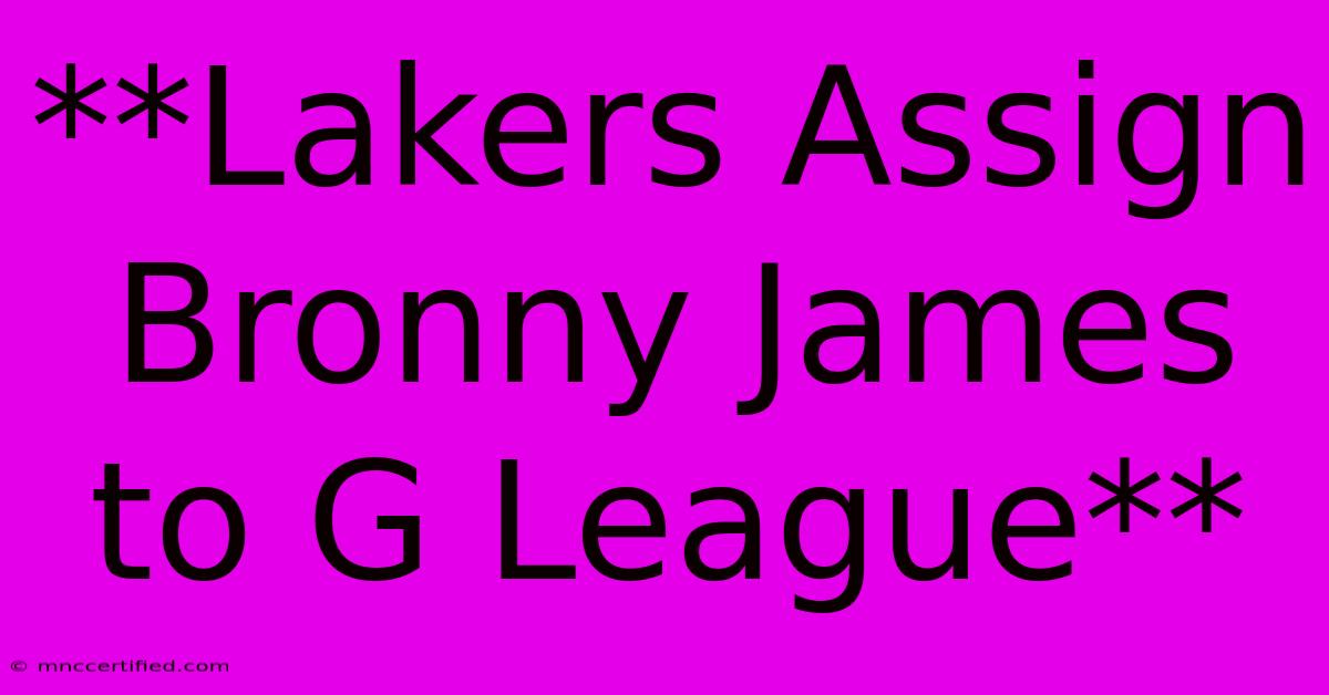 **Lakers Assign Bronny James To G League**