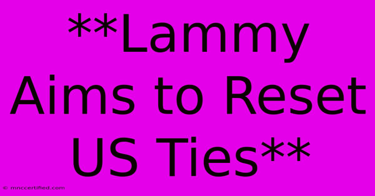 **Lammy Aims To Reset US Ties**