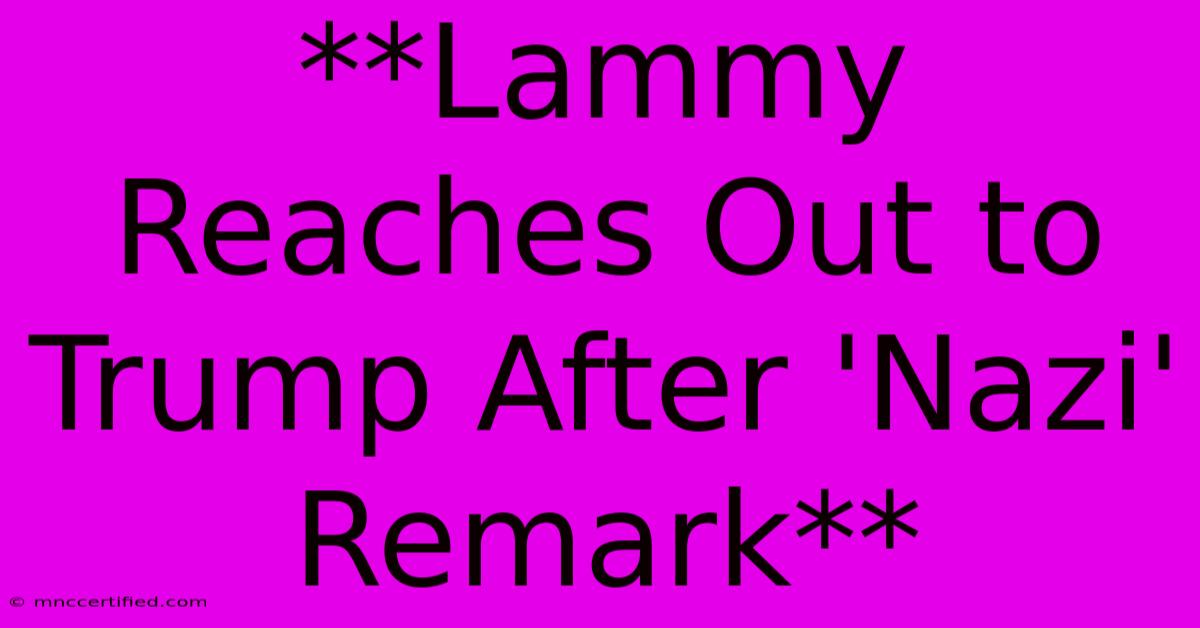 **Lammy Reaches Out To Trump After 'Nazi' Remark**