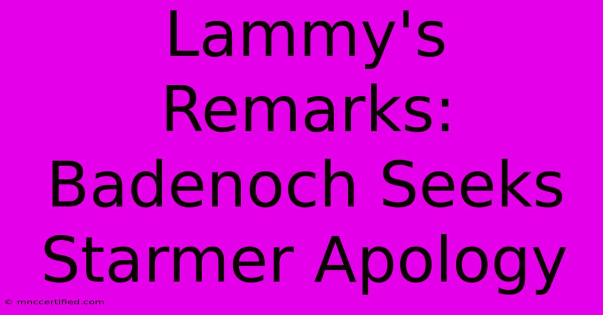 Lammy's Remarks: Badenoch Seeks Starmer Apology