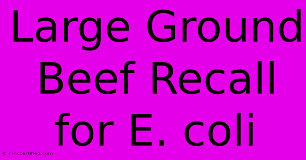 Large Ground Beef Recall For E. Coli