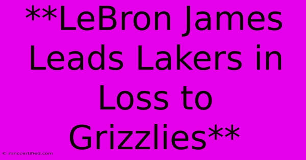 **LeBron James Leads Lakers In Loss To Grizzlies** 