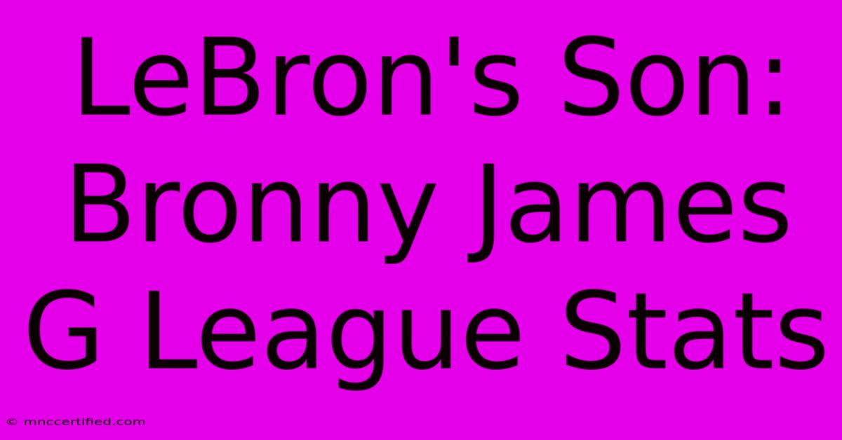 LeBron's Son: Bronny James G League Stats