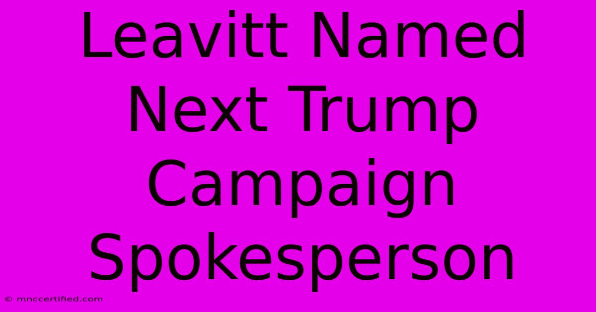 Leavitt Named Next Trump Campaign Spokesperson