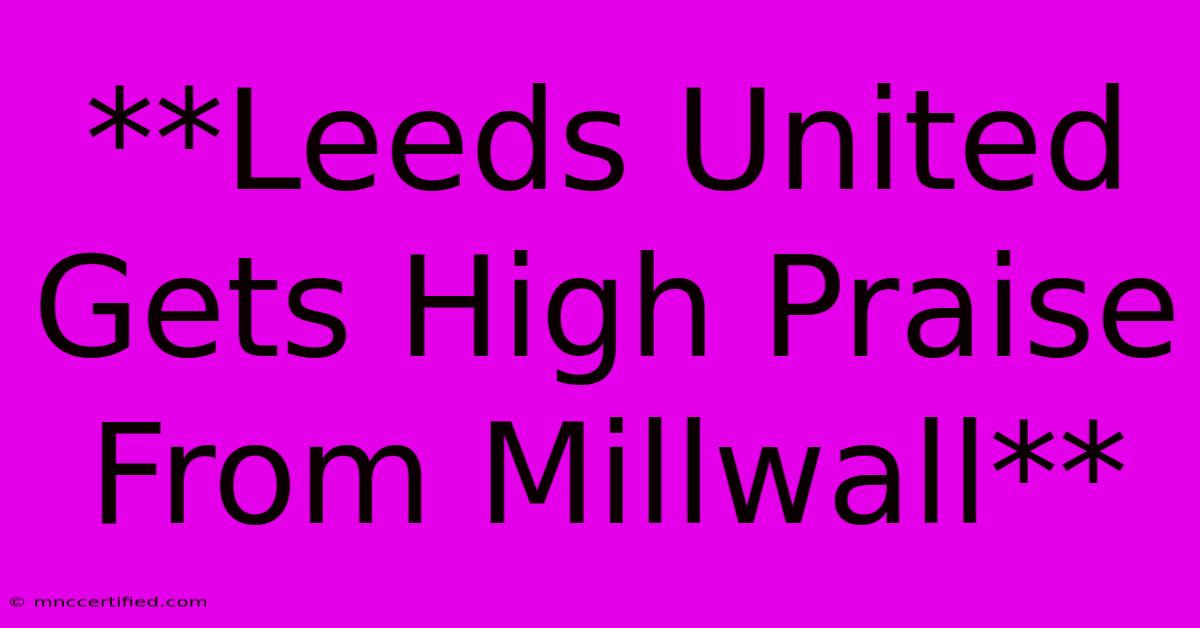 **Leeds United Gets High Praise From Millwall**