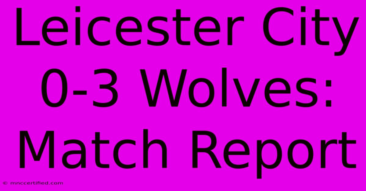 Leicester City 0-3 Wolves: Match Report