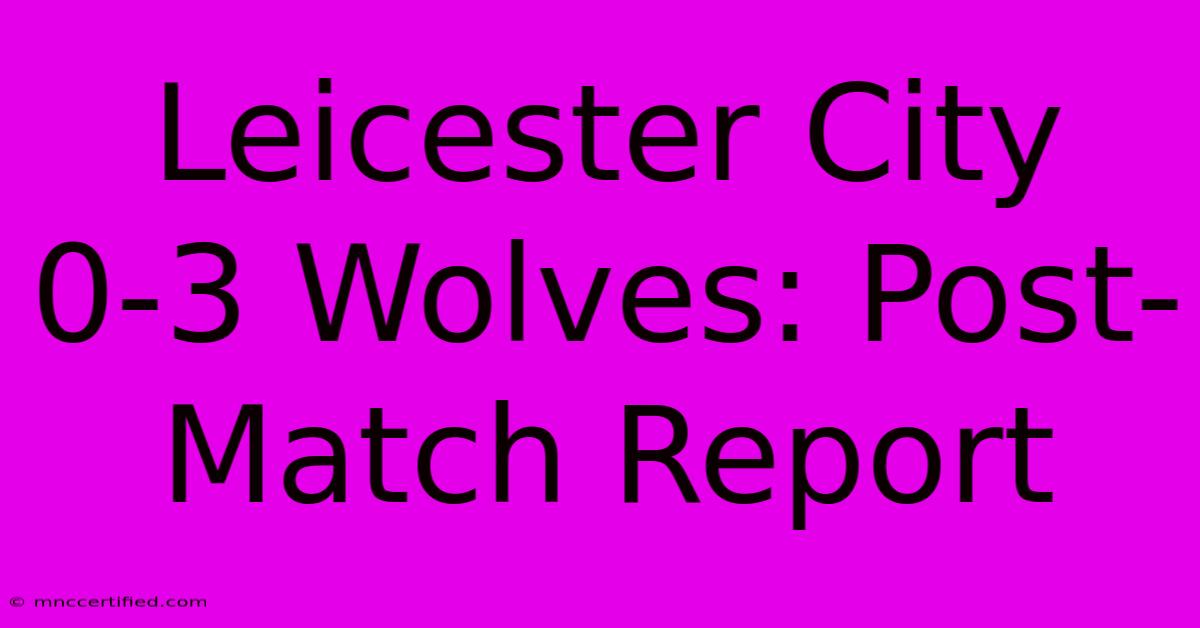 Leicester City 0-3 Wolves: Post-Match Report