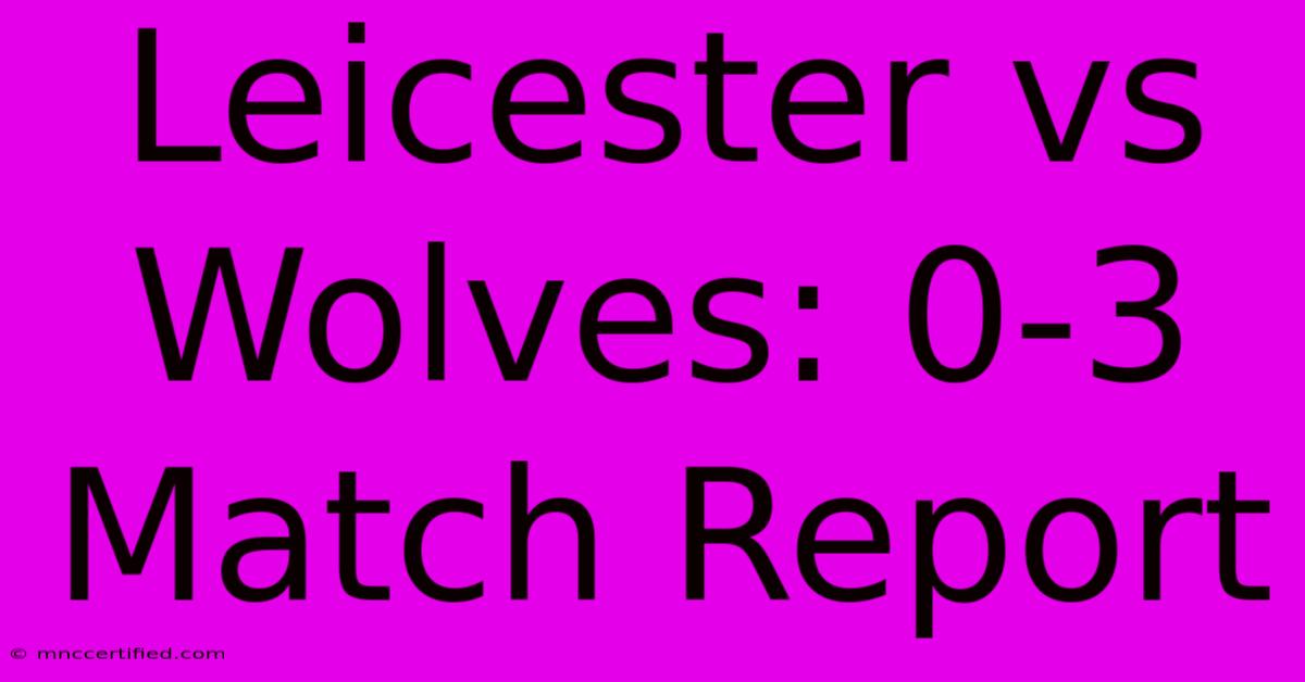 Leicester Vs Wolves: 0-3 Match Report