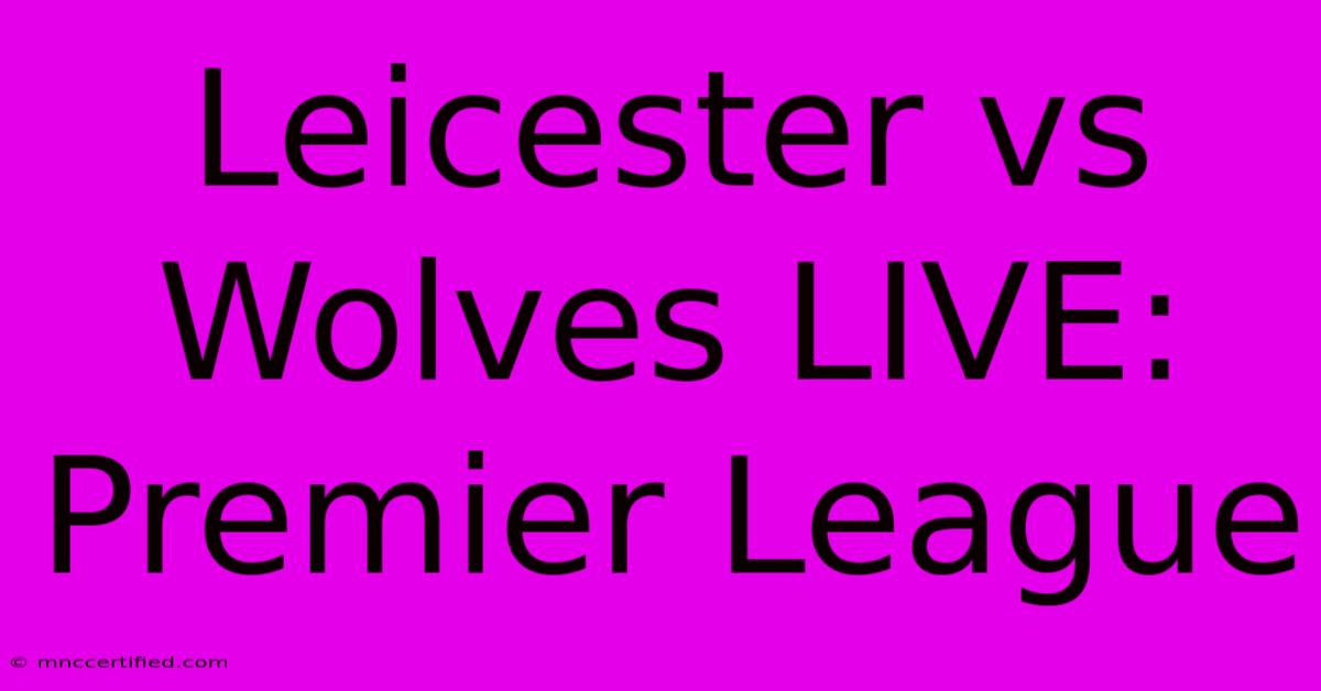 Leicester Vs Wolves LIVE: Premier League