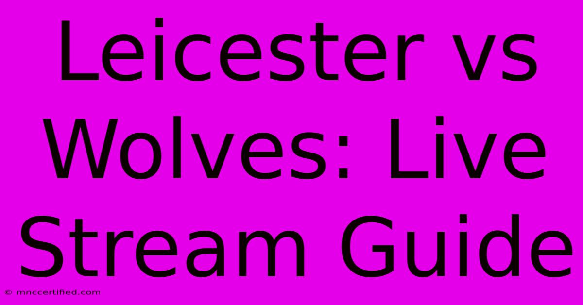 Leicester Vs Wolves: Live Stream Guide