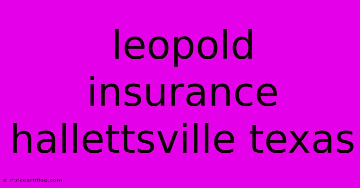 Leopold Insurance Hallettsville Texas