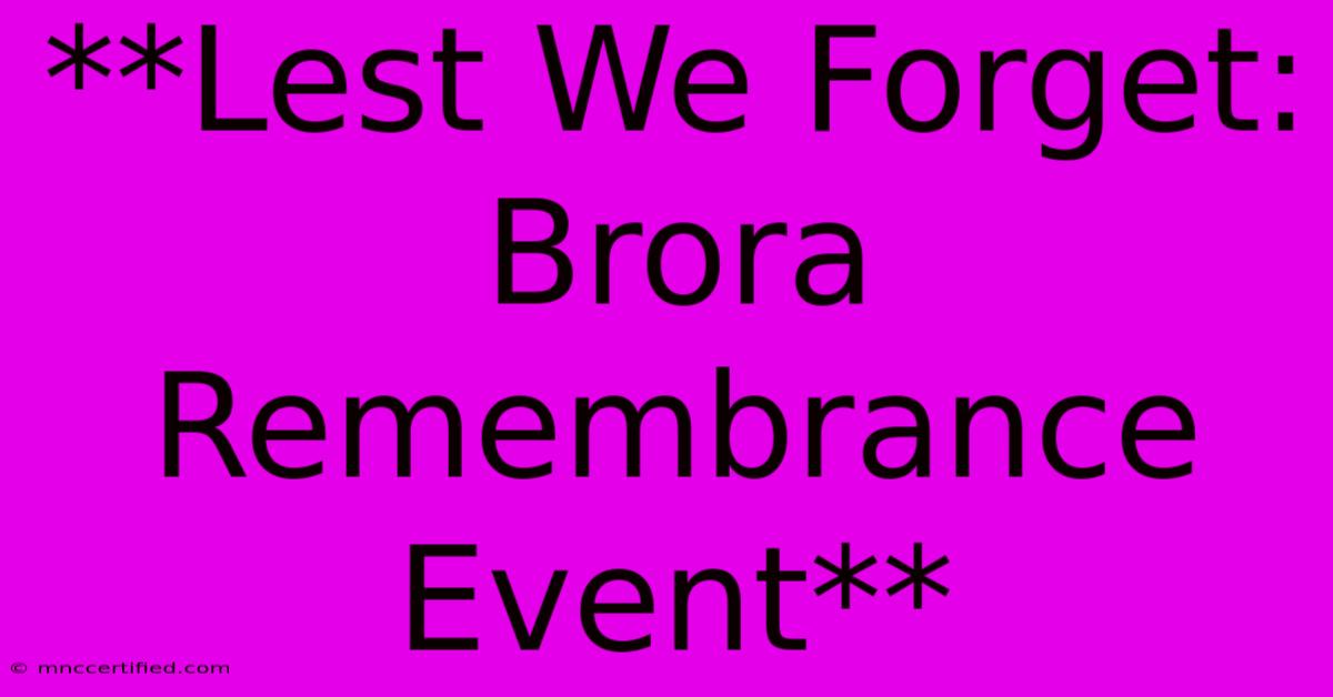 **Lest We Forget: Brora Remembrance Event**