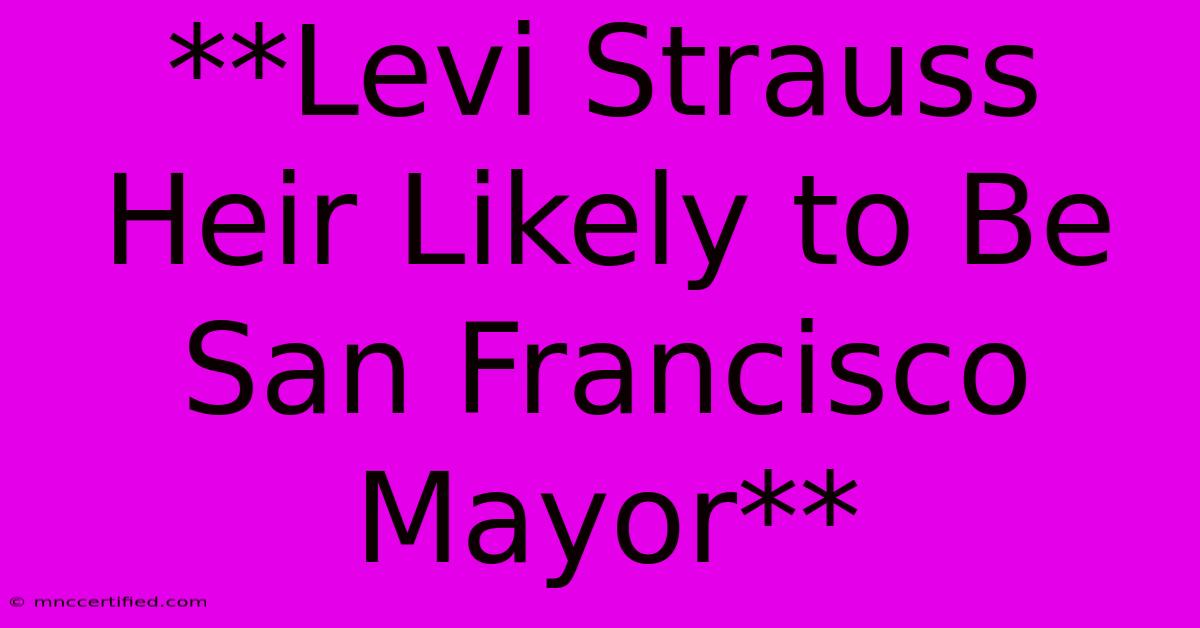 **Levi Strauss Heir Likely To Be San Francisco Mayor**