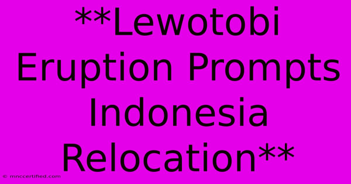 **Lewotobi Eruption Prompts Indonesia Relocation** 