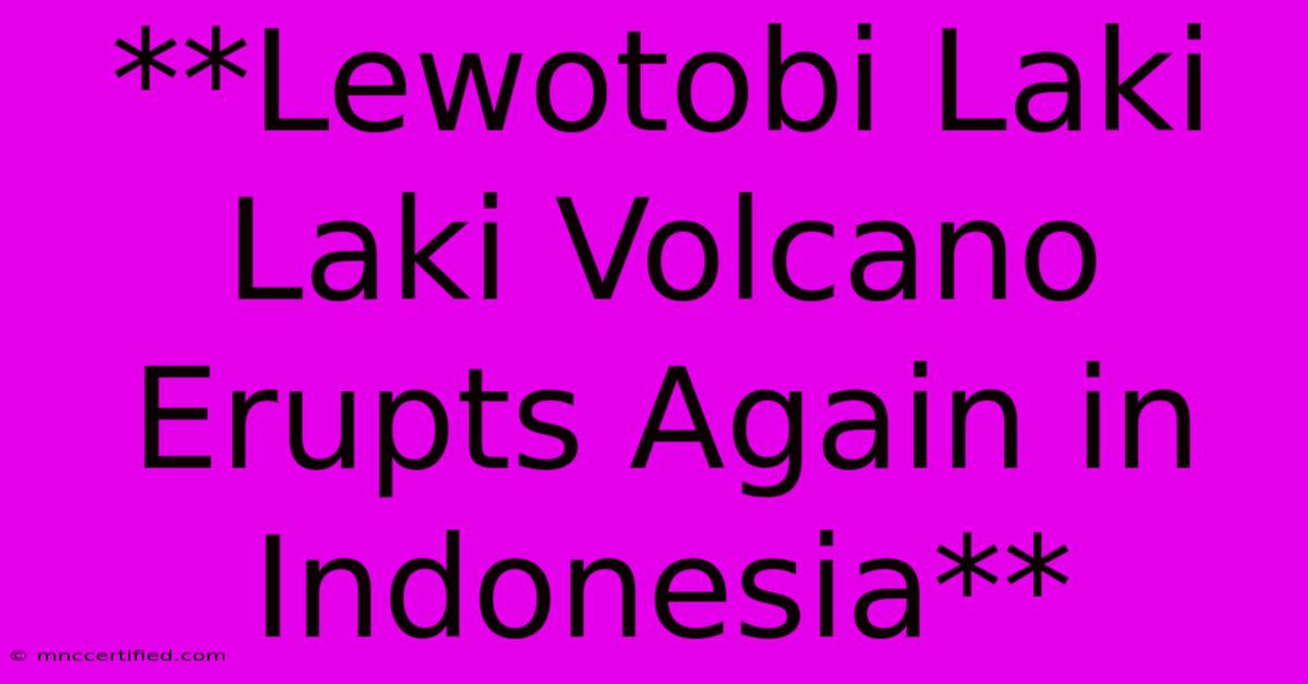 **Lewotobi Laki Laki Volcano Erupts Again In Indonesia**