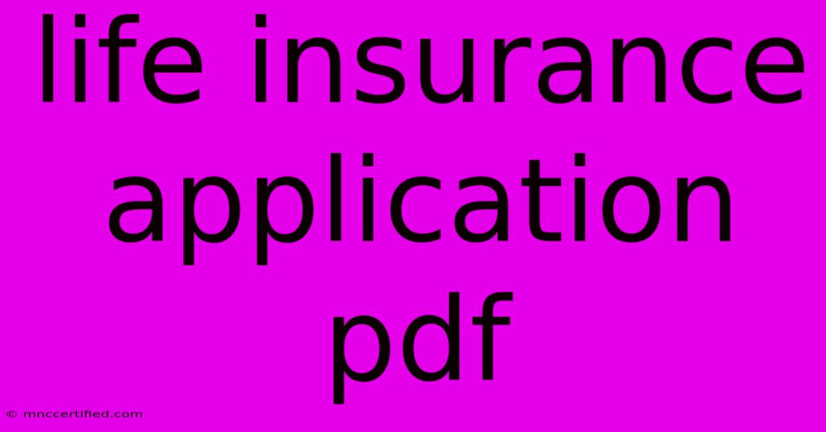 Life Insurance Application Pdf