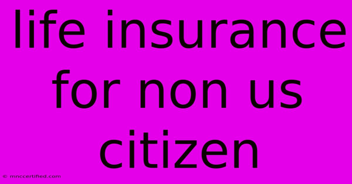 Life Insurance For Non Us Citizen