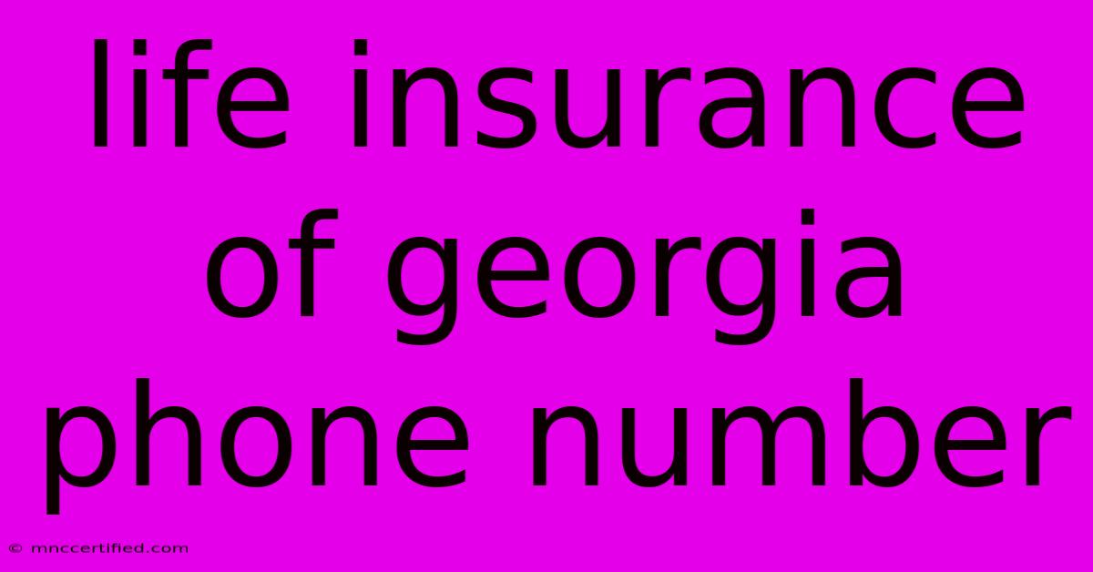 Life Insurance Of Georgia Phone Number