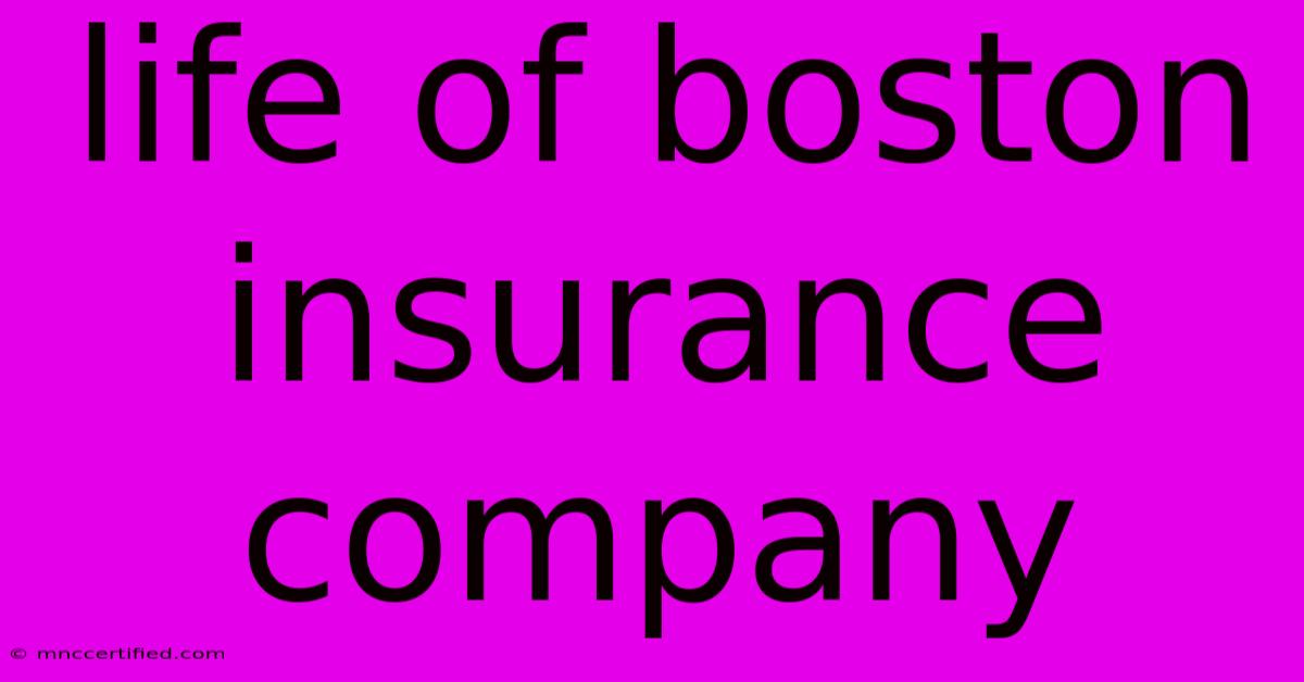 Life Of Boston Insurance Company