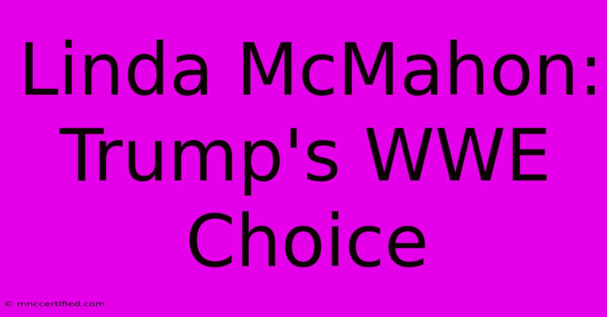 Linda McMahon: Trump's WWE Choice