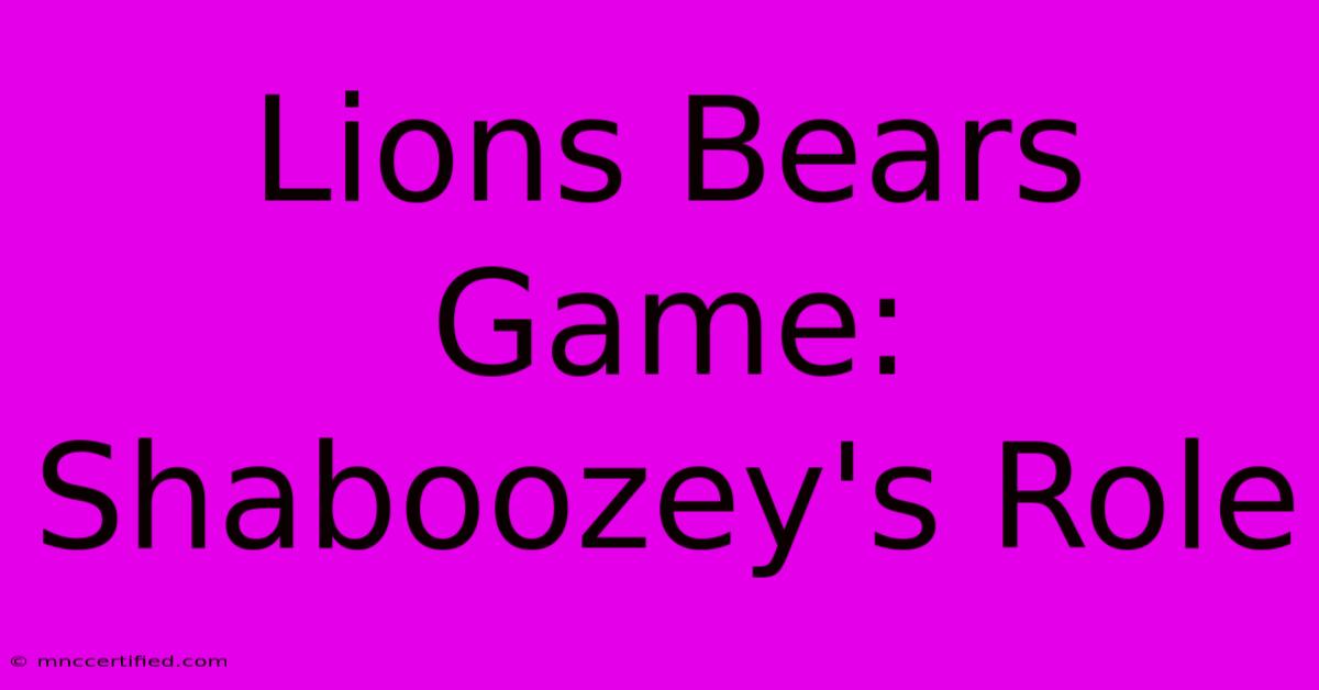 Lions Bears Game: Shaboozey's Role