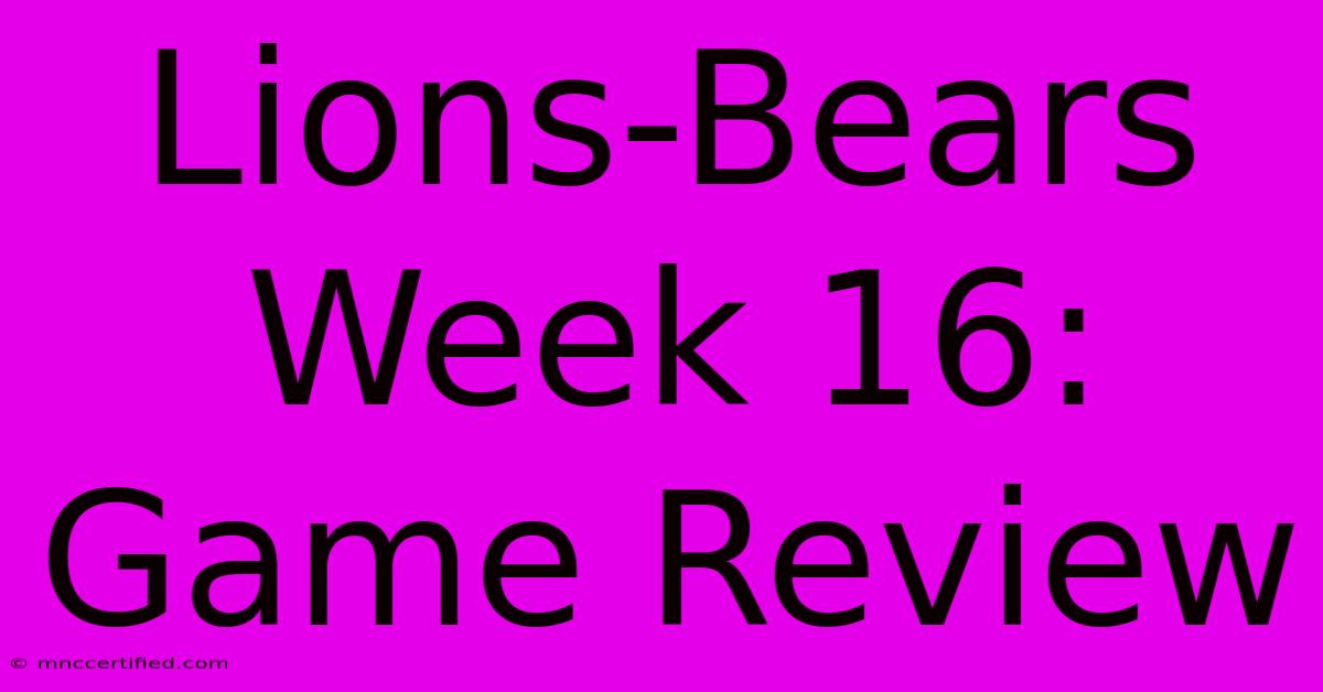 Lions-Bears Week 16: Game Review