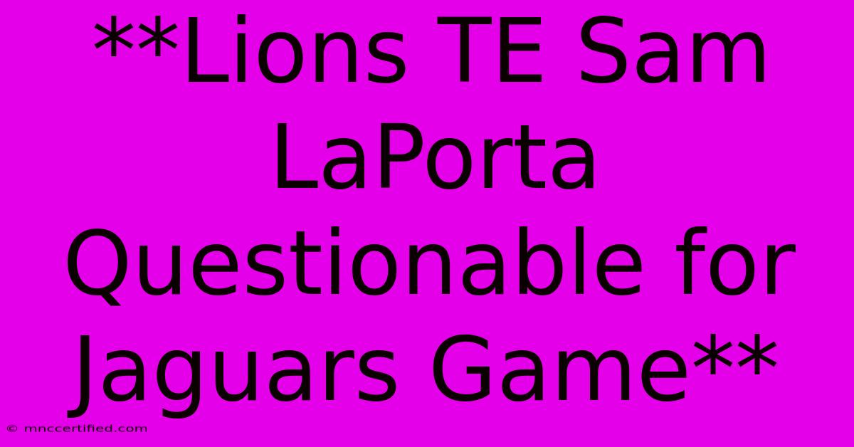 **Lions TE Sam LaPorta Questionable For Jaguars Game**