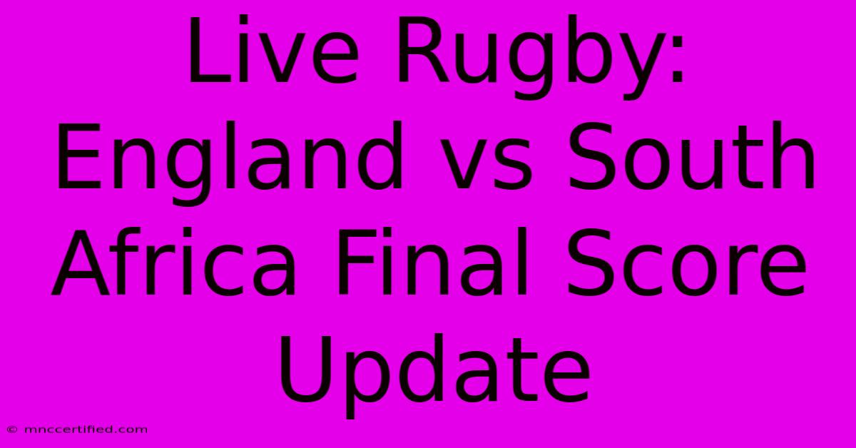 Live Rugby: England Vs South Africa Final Score Update