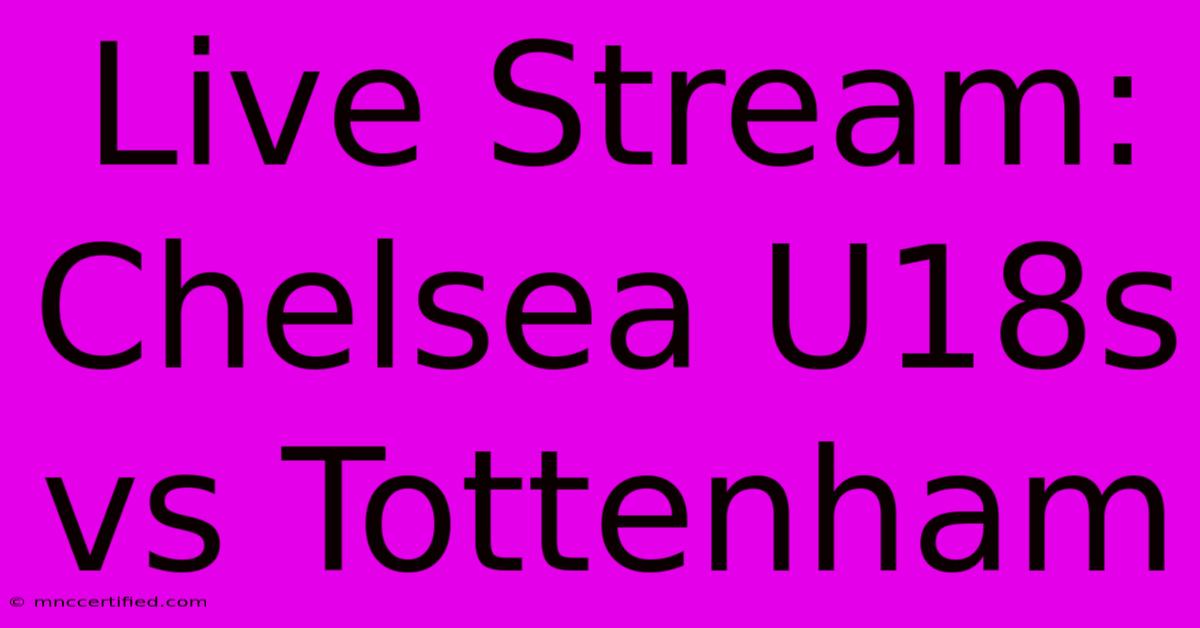 Live Stream: Chelsea U18s Vs Tottenham