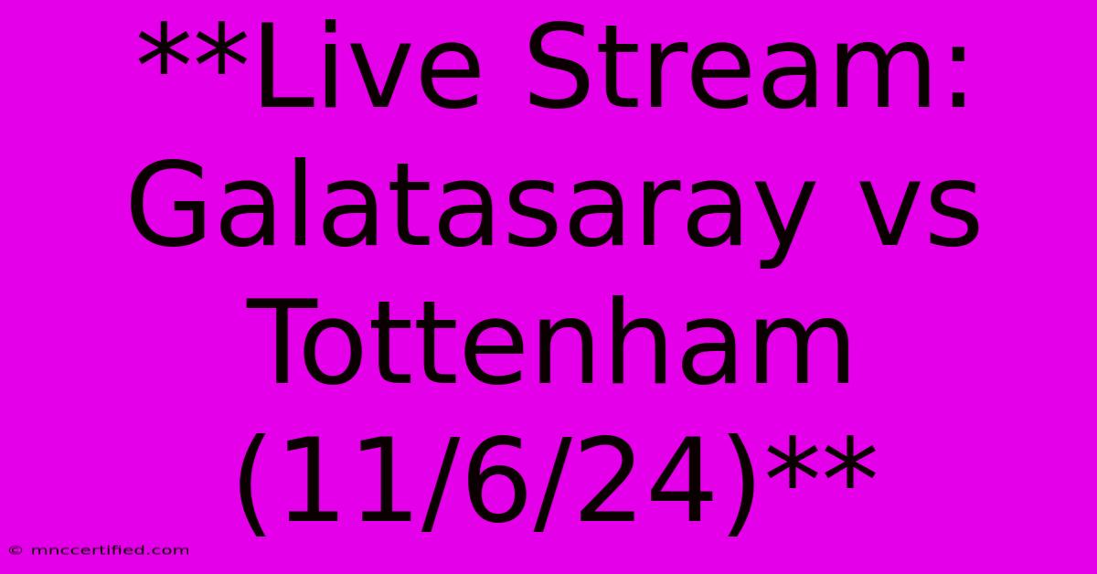 **Live Stream: Galatasaray Vs Tottenham (11/6/24)**