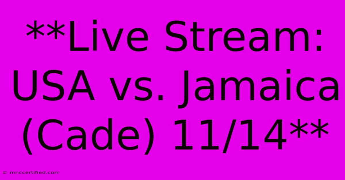 **Live Stream: USA Vs. Jamaica (Cade) 11/14**