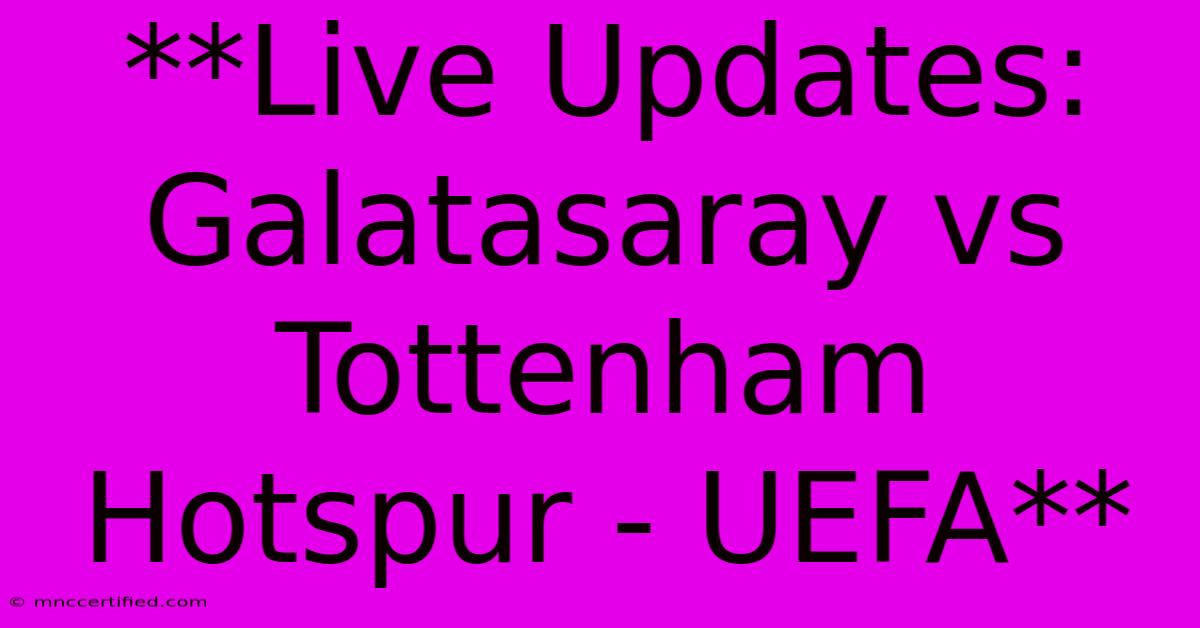 **Live Updates: Galatasaray Vs Tottenham Hotspur - UEFA** 