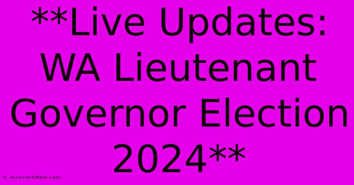 **Live Updates: WA Lieutenant Governor Election 2024**