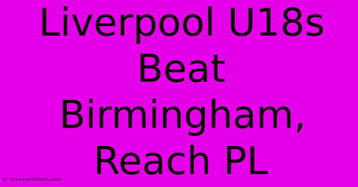 Liverpool U18s Beat Birmingham, Reach PL