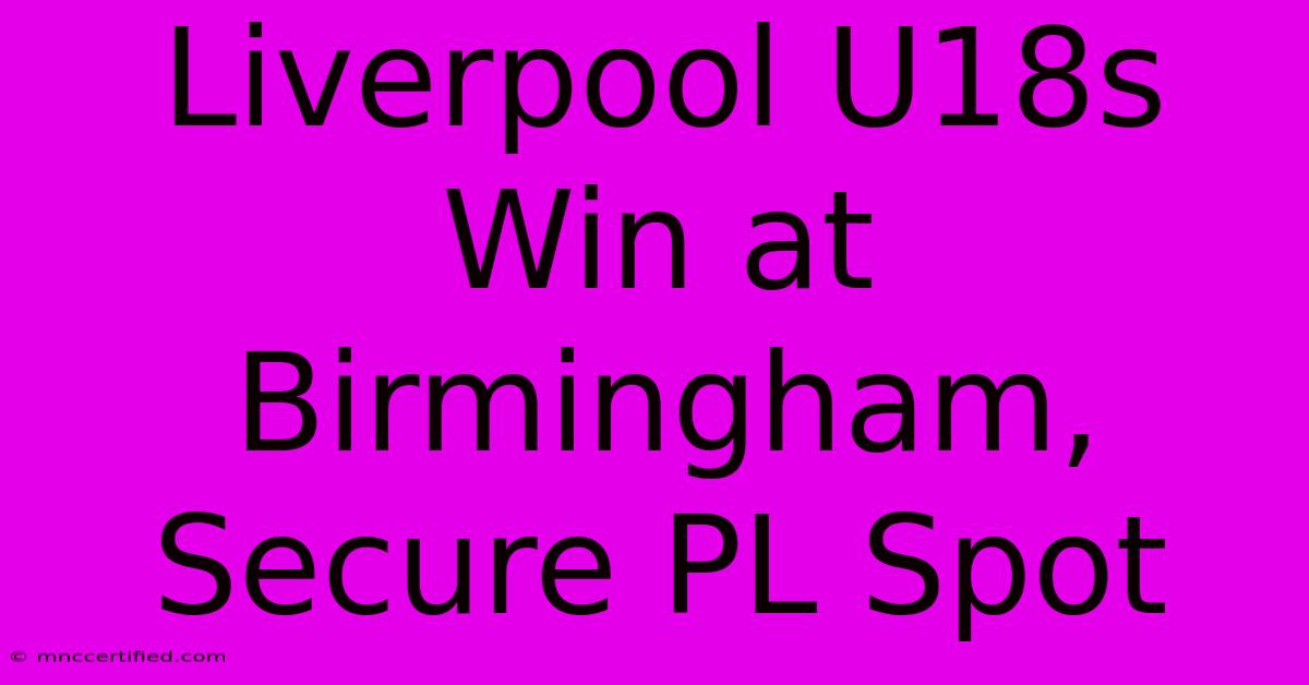 Liverpool U18s Win At Birmingham, Secure PL Spot