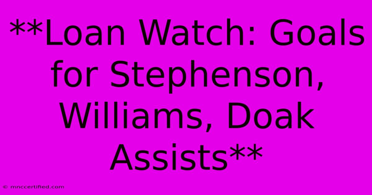 **Loan Watch: Goals For Stephenson, Williams, Doak Assists**