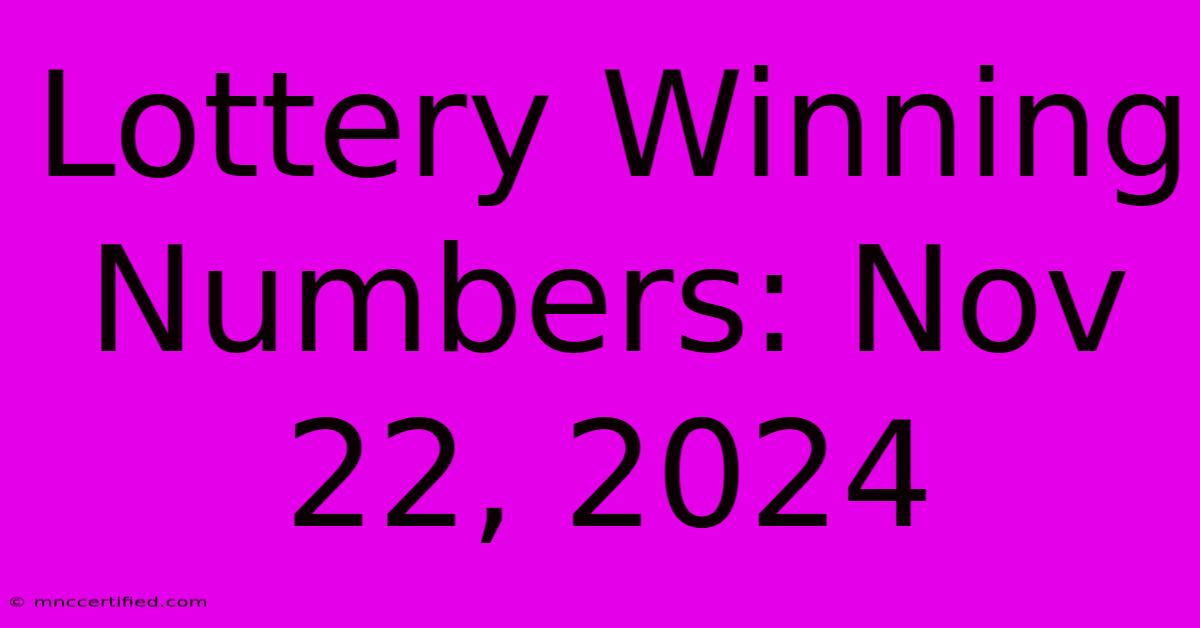 Lottery Winning Numbers: Nov 22, 2024