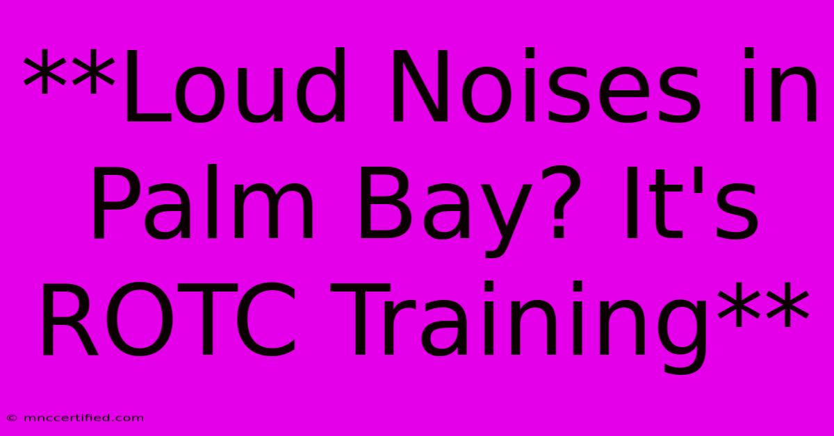 **Loud Noises In Palm Bay? It's ROTC Training**