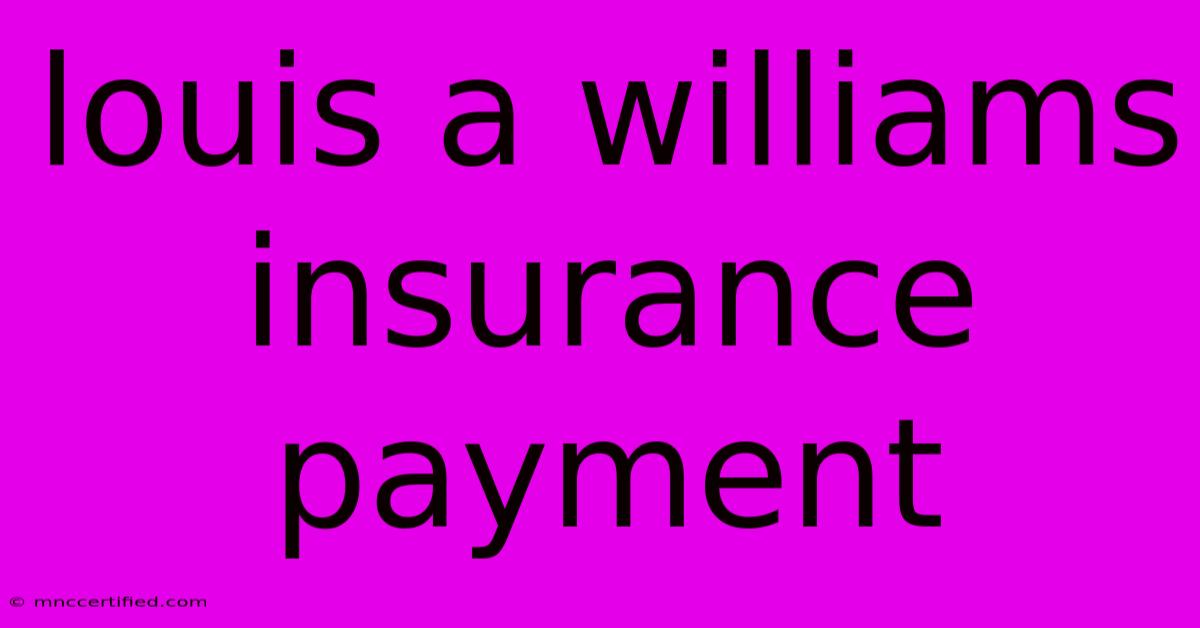 Louis A Williams Insurance Payment