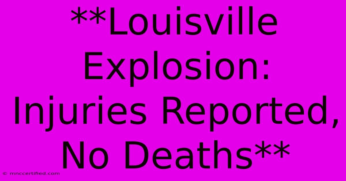 **Louisville Explosion: Injuries Reported, No Deaths**