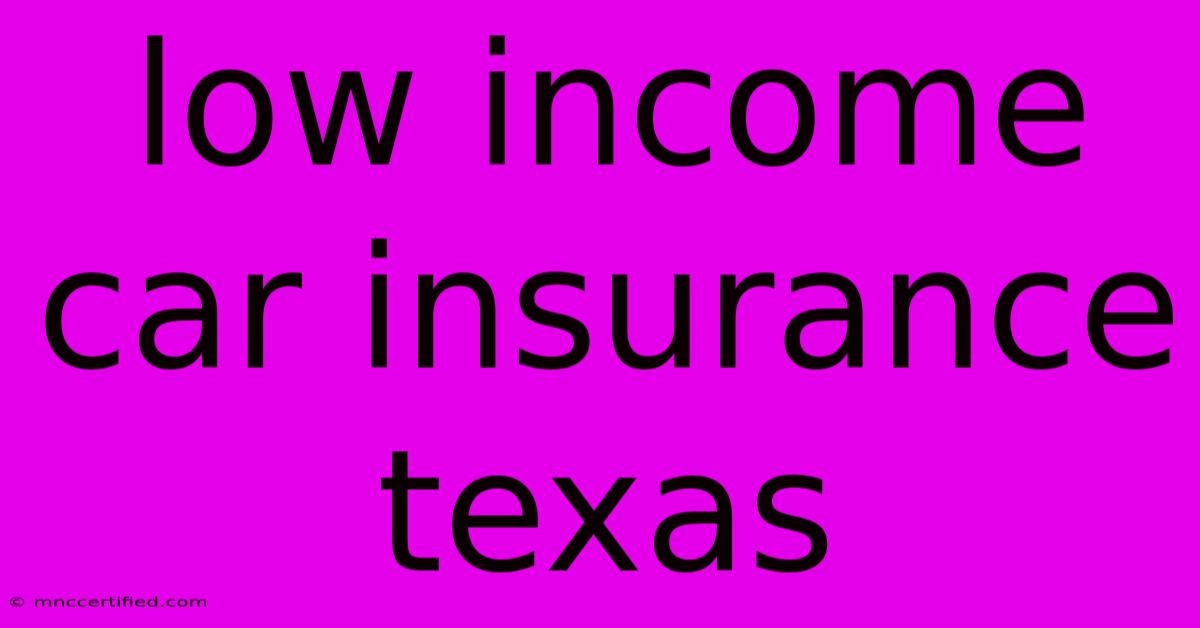 Low Income Car Insurance Texas