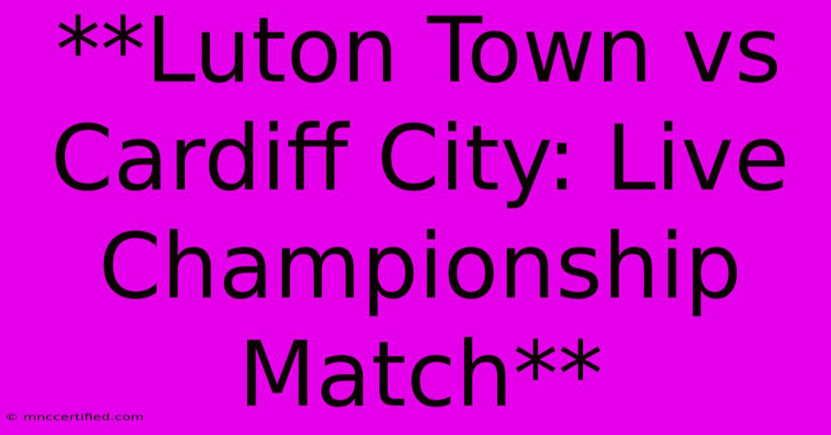 **Luton Town Vs Cardiff City: Live Championship Match** 